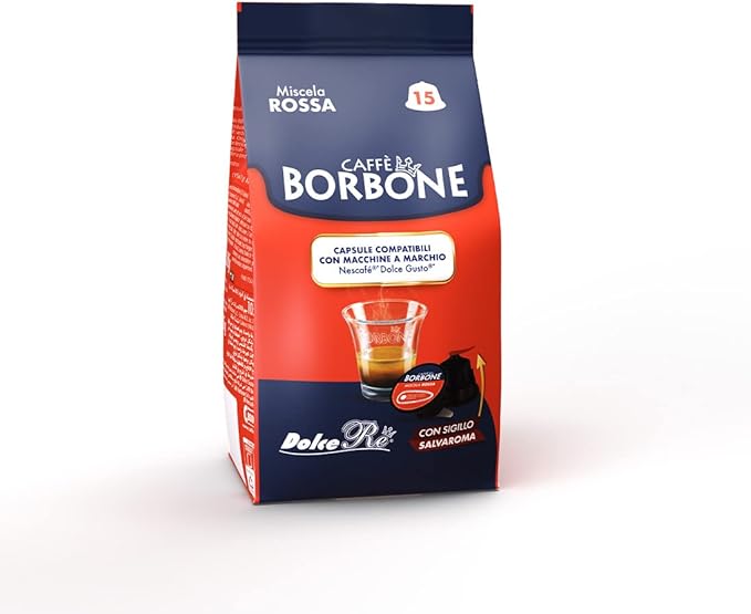 Caffè Borbone Miscela Rossa - 90 capsule (6 confezioni da 15) - Compatibili con le Macchine Nescafè* Dolce Gusto*