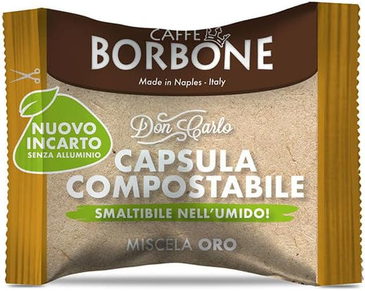 CAFFÈ BORBONE Don Carlo Compostabile Miscela Oro - 100 Capsule - Compatibili con le Macchine ad uso domestico Lavazza A Modo Mio