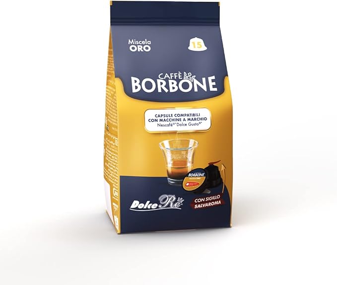 Caffè Borbone Miscela Oro - 90 capsule (6 confezioni da 15) - Compatibili con le Macchine Nescafè* Dolce Gusto*