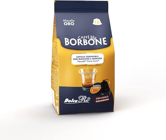 Caffè Borbone Miscela Oro - 90 capsule (6 confezioni da 15) - Compatibili con le Macchine Nescafè* Dolce Gusto*