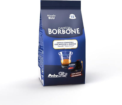 Caffè Borbone Miscela Blu - 90 capsule (6 confezioni da 15) - Compatibili con le Macchine Nescafè* Dolce Gusto*