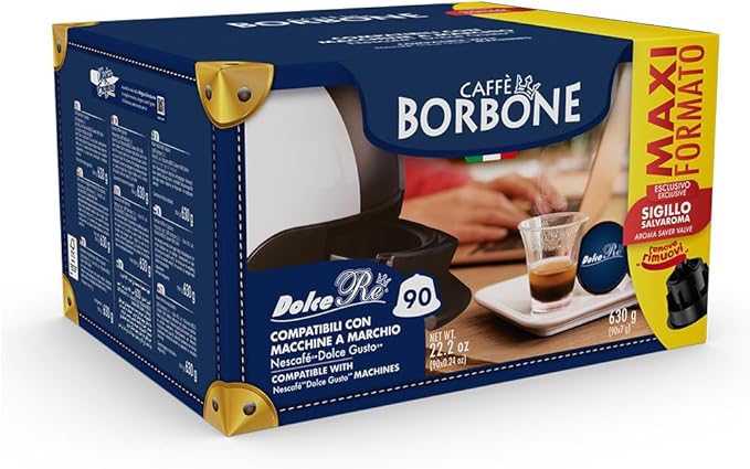 Caffè Borbone Miscela Blu - 90 capsule (6 confezioni da 15) - Compatibili con le Macchine Nescafè* Dolce Gusto*